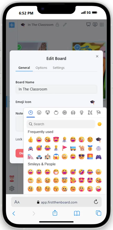 Example of First-Then Board showing working on iphone device